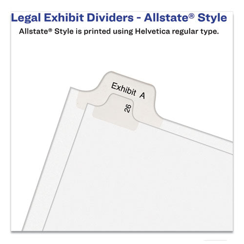 Preprinted Legal Exhibit Side Tab Index Dividers, Allstate Style, 10-tab, 1, 11 X 8.5, White, 25/pack