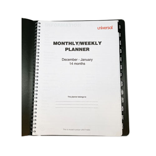 Weekly Planner, 11 X 8, Black Cover, 14-month, Dec 2023 To Jan 2025