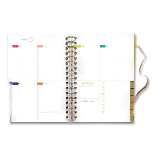 Dream.plan.do. Weekly/monthly Planner, Gold Stripe Artwork, 9.25 X 6.5, White/gold Cover, 12-month: Undated