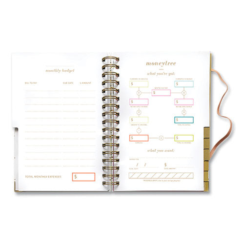 Dream.plan.do. Weekly/monthly Planner, Gold Stripe Artwork, 9.25 X 6.5, White/gold Cover, 12-month: Undated