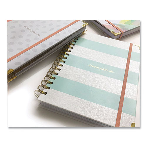 Dream.plan.do. Weekly/monthly Planner, Gold Stripe Artwork, 9.25 X 6.5, White/gold Cover, 12-month: Undated