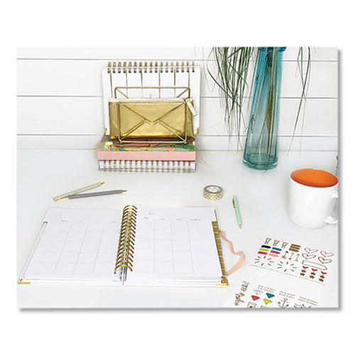 Dream.plan.do. Weekly/monthly Planner, Gold Stripe Artwork, 9.25 X 6.5, White/gold Cover, 12-month: Undated