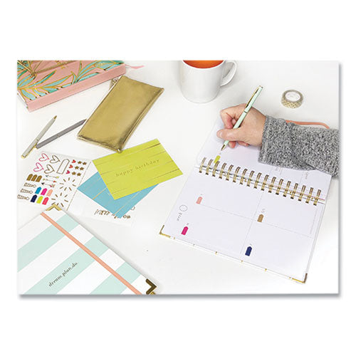 Dream.plan.do. Weekly/monthly Planner, Gold Stripe Artwork, 9.25 X 6.5, White/gold Cover, 12-month: Undated