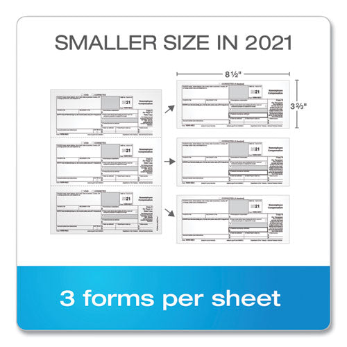 1099-nec Tax Forms, Fiscal Year: 2023, Five-part Carbonless, 8.5 X 3.5, 3 Forms/sheet, 50 Forms Total