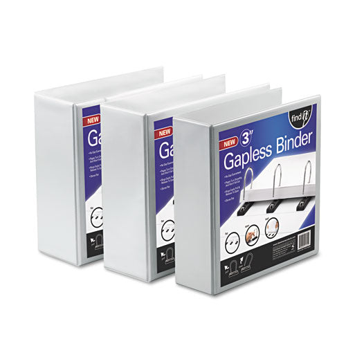 Gapless Loop Ring View Binder, 3 Rings, 5" Capacity, 11 X 8.5, White