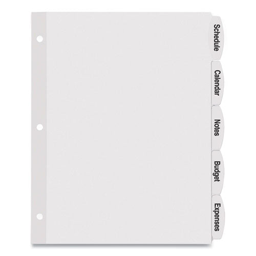 Big Tab Printable White Label Tab Dividers, 5-tab, 11 X 8.5, White, 4 Sets