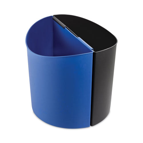 Desk-side Recycling Receptacle, 7 Gal, Plastic, Black/blue