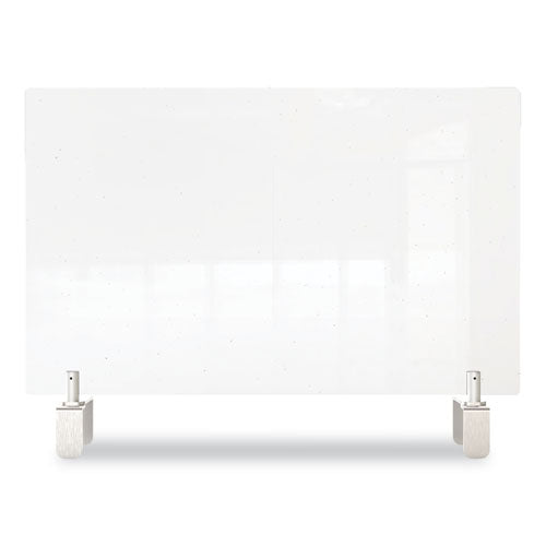 Clear Partition Extender With Attached Clamp, 42 X 3.88 X 18, Thermoplastic Sheeting