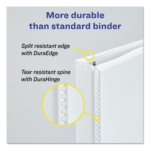 Durable View Binder With Durahinge And Slant Rings, 3 Rings, 1" Capacity, 11 X 8.5, White, 4/pack