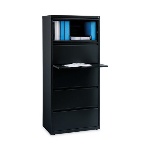 Lateral File Cabinet, 5 Letter/legal/a4-size File Drawers, Black, 30 X 18.62 X 67.62