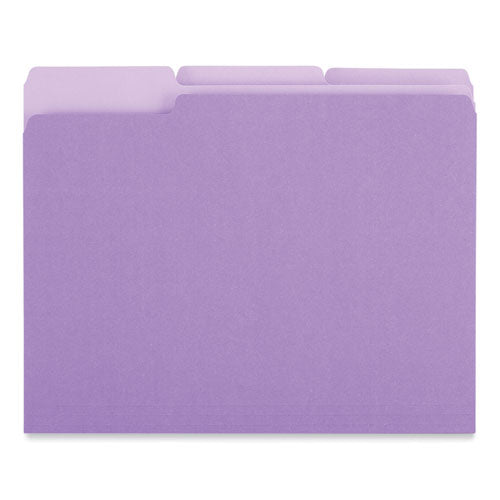 Interior File Folders, 1/3-cut Tabs: Assorted, Letter Size, 11-pt Stock, Violet, 100/box