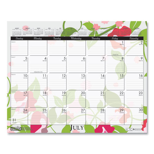 Recycled Wild Flower Wall Calendar, Wild Flowers Artwork, 15 X 12, White/multicolor Sheets, 12-month (jan To Dec): 2024