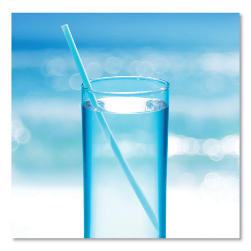 Marine Biodegradable Straws, 7.75", Ocean Blue, 6,000/carton