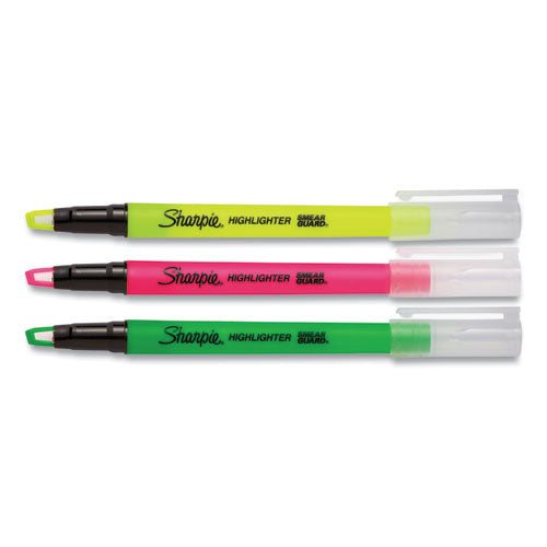 Clearview Pen-style Highlighter, Assorted Ink Colors, Chisel Tip, Assorted Barrel Colors, 3/pack