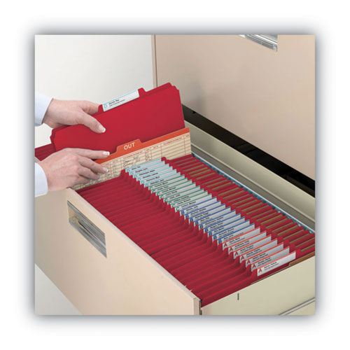 Recycled Pressboard Classification Folders, 2" Expansion, 2 Dividers, 6 Fasteners, Letter Size, Bright Red, 10/box