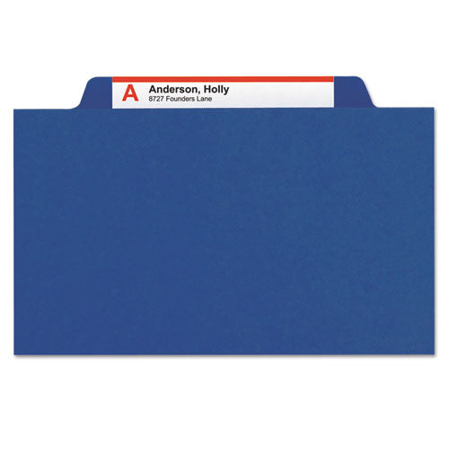 Six-section Pressboard Top Tab Classification Folders, Six Safeshield Fasteners, 2 Dividers, Letter Size, Dark Blue, 10/box