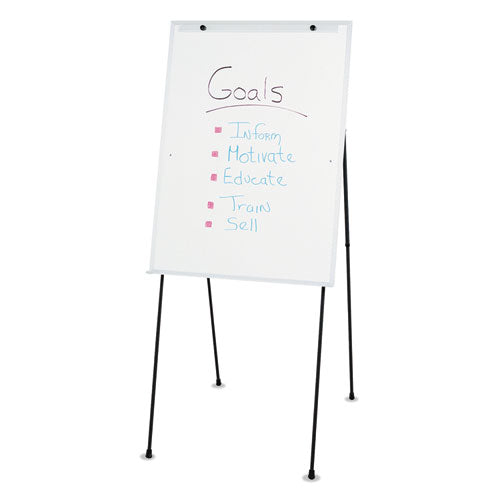 Dry Erase Steel Easel, 29 X 40, Melamine White Surface, Aluminum Frame