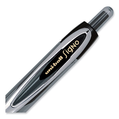 Signo 207 Gel Pen, Retractable, Fine 0.5 Mm, Black Ink, Smoke/black Barrel, Dozen