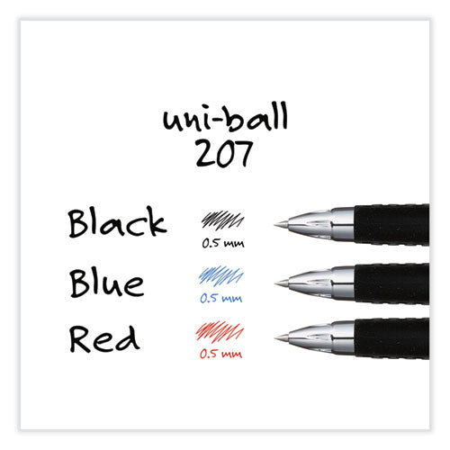 Signo 207 Gel Pen, Retractable, Fine 0.5 Mm, Black Ink, Smoke/black Barrel, Dozen