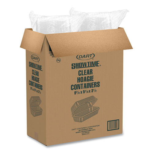 Showtime Clear Hinged Containers, Hoagie Container, 29.9 Oz, 5.1 X 9.9 X 3.5, Clear, Plastic, 100/bag 2 Bags/carton