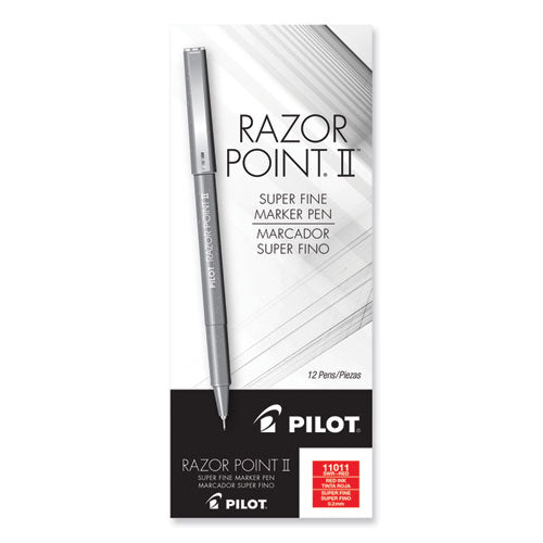 Razor Point Fine Line Porous Point Pen, Stick, Extra-fine 0.3 Mm, Black Ink, Black Barrel, Dozen