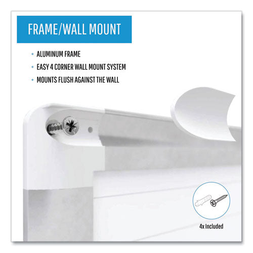 Gridded Magnetic Steel Dry Erase Planning Board, 1 X 2 Grid, 72 X 48, White Surface, Silver Aluminum Frame