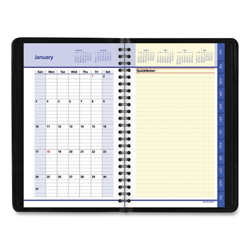 Quicknotes Weekly Block Format Appointment Book, 8.5 X 5.5, Black Cover, 12-month (jan To Dec): 2024