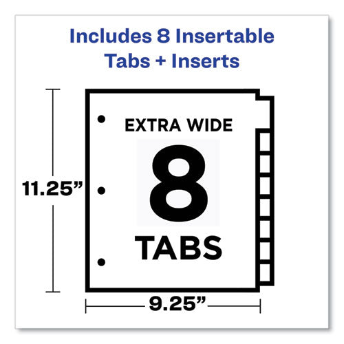 Insertable Big Tab Plastic 2-pocket Dividers, 8-tab, 11.13 X 9.25, Assorted, 1 Set