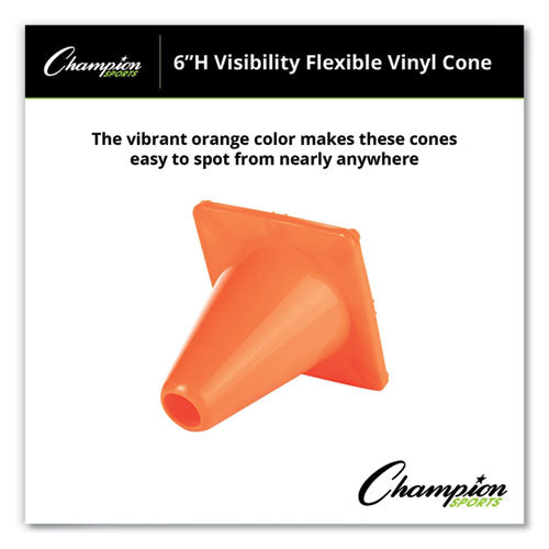 Hi-visibility Vinyl Cones, 6" Tall, Orange