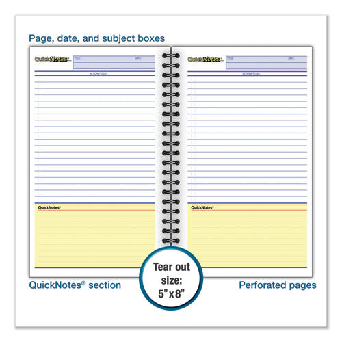 Wirebound Guided Quicknotes Notebook, 1-subject, List-management Format, Dark Gray Cover, (80) 8 X 5 Sheets