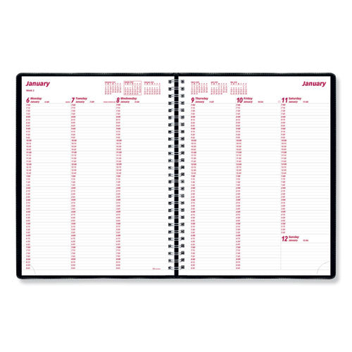 Essential Collection Weekly Appointment Book In Columnar Format, 11 X 8.5, Black Cover, 12-month (jan To Dec): 2024