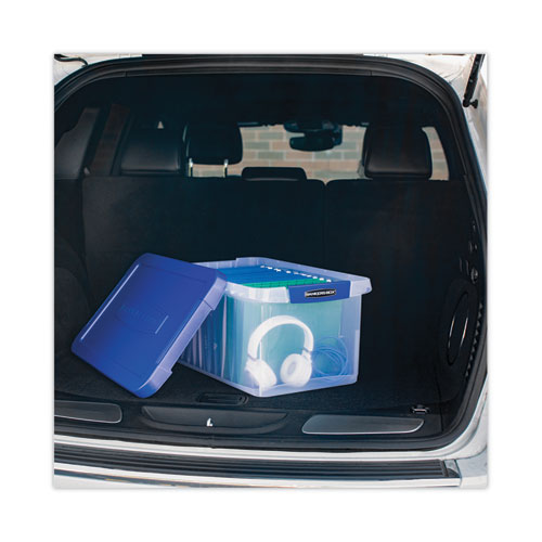 Latch Lid Storage Bin, 22.38" X 14.19" X 10.63", Clear/blue