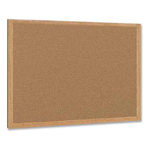 Earth Cork Board, 36 X 24, Tan Surface, Oak Wood Frame