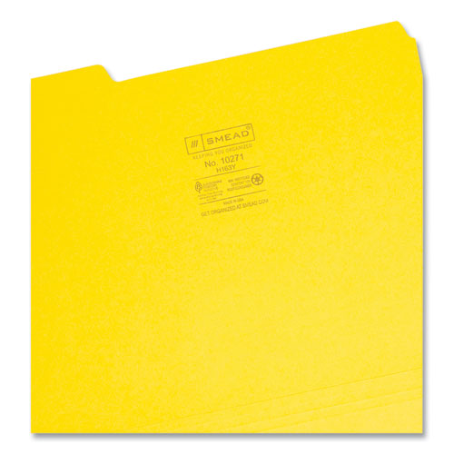 Interior File Folders, 1/3-cut Tabs: Assorted, Letter Size, 0.75" Expansion, Yellow, 100/box