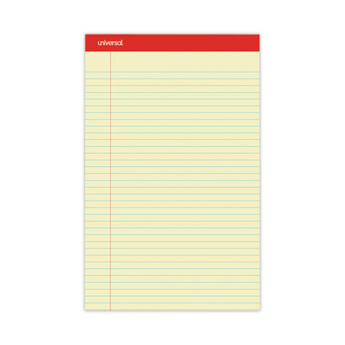 Perforated Ruled Writing Pads, Wide/legal Rule, Red Headband, 50 Canary-yellow 8.5 X 14 Sheets, Dozen