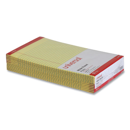 Perforated Ruled Writing Pads, Wide/legal Rule, Red Headband, 50 Canary-yellow 8.5 X 14 Sheets, Dozen