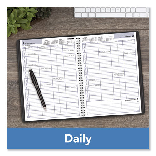 Dayminder Four-person Group Daily Appointment Book, 11 X 8, Black Cover, 12-month (jan To Dec): 2024