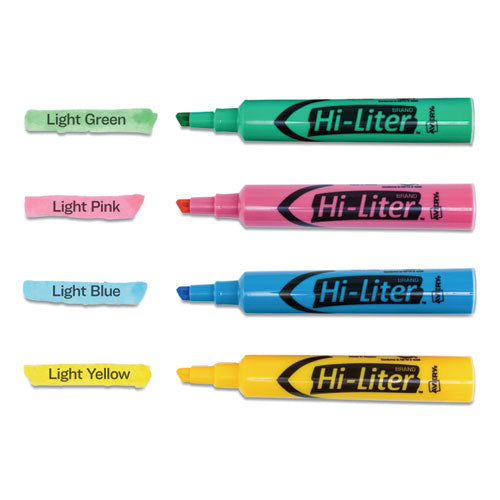 Hi-liter Desk-style Highlighters, Assorted Ink Colors, Chisel Tip, Assorted Barrel Colors, 4/set