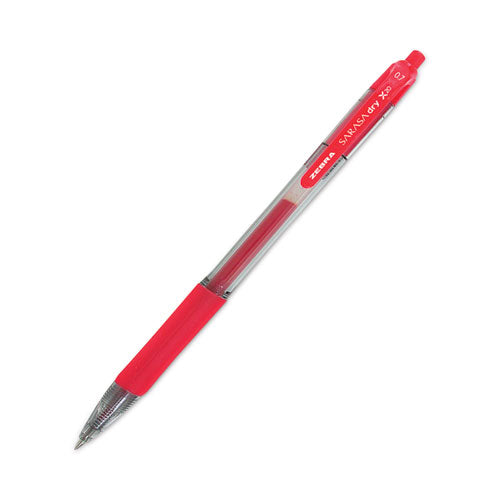 Sarasa Dry Gel X20 Gel Pen, Retractable, Medium 0.7 Mm, Red Ink, Clear/red Barrel, 12/pack