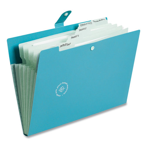 U Eco Six-pocket Expandable Folder, 4.5" Expansion, 6 Sections, Snap Button Closure, 1/6-cut Tabs, Letter Size, 3/pack