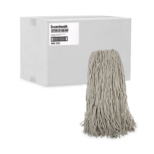 Mop Head, Premium Standard Head, Cotton Fiber, 32oz, White, 12/carton