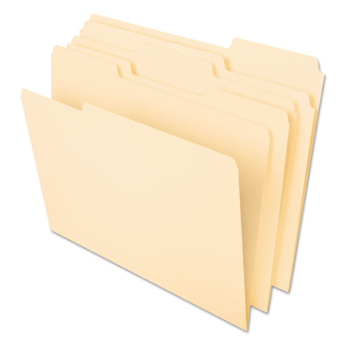 Interior File Folders, 1/3-cut Tabs: Assorted, Letter Size, Manila, 100/box