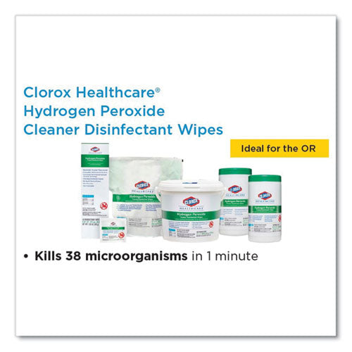 Hydrogen Peroxide Cleaner Disinfectant Wipes, 12 X 11, Unscented, White, 185/pack, 2 Packs/carton