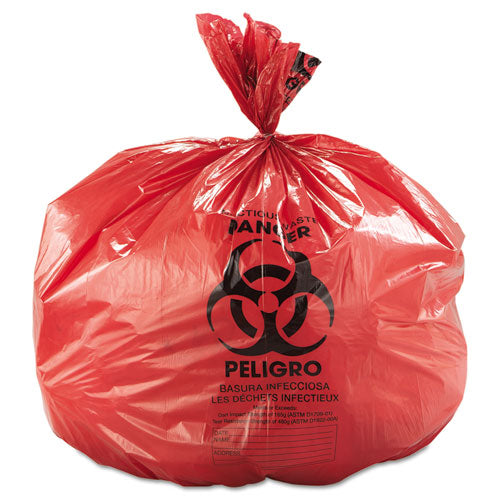 Low-density Commercial Can Liners, 45 Gal, 1.3 Mil, 40" X 46", Red, 100/carton