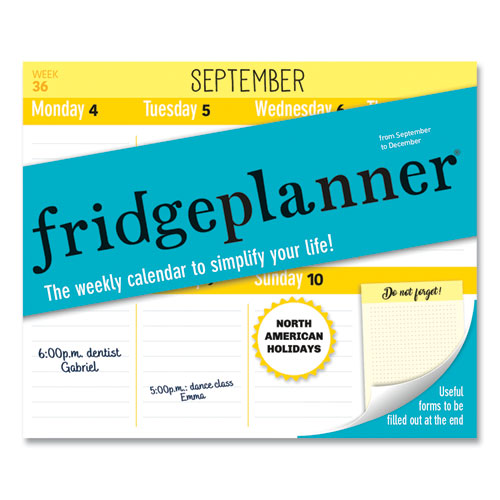 Fridge Planner Magnetized Weekly Calendar With Pads + Pencil, 12 X 12.5, White/yellow Sheets, 16-month (sept-dec): 2024-2025