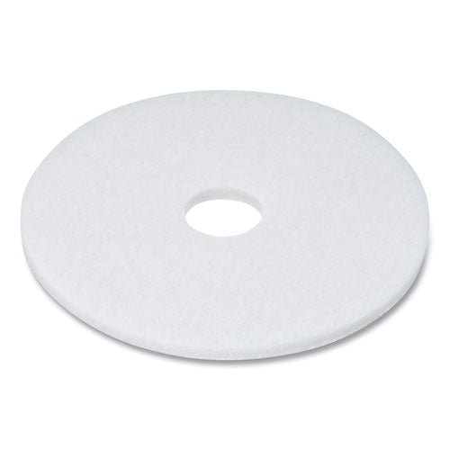 Polishing Floor Pads, 17" Diameter, White, 5/carton