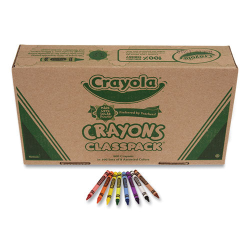 Classpack Regular Crayons, 8 Colors, 800/box