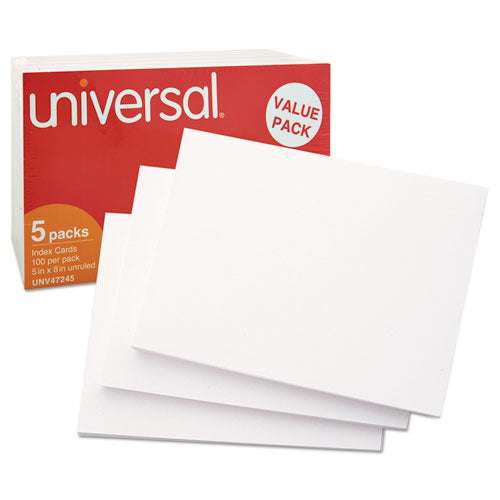 Unruled Index Cards, 5 X 8, White, 500/pack