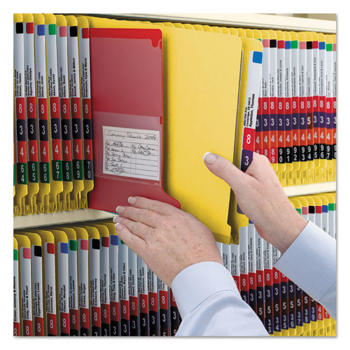 End Tab Pressboard Classification Folders, Six Safeshield Fasteners, 2" Expansion, 2 Dividers, Letter Size, Yellow, 10/box