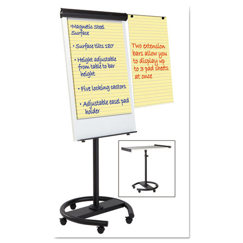 360 Multi-use Mobile Magnetic Dry Erase Easel, 27 X 41, White Surface, Black Steel Frame